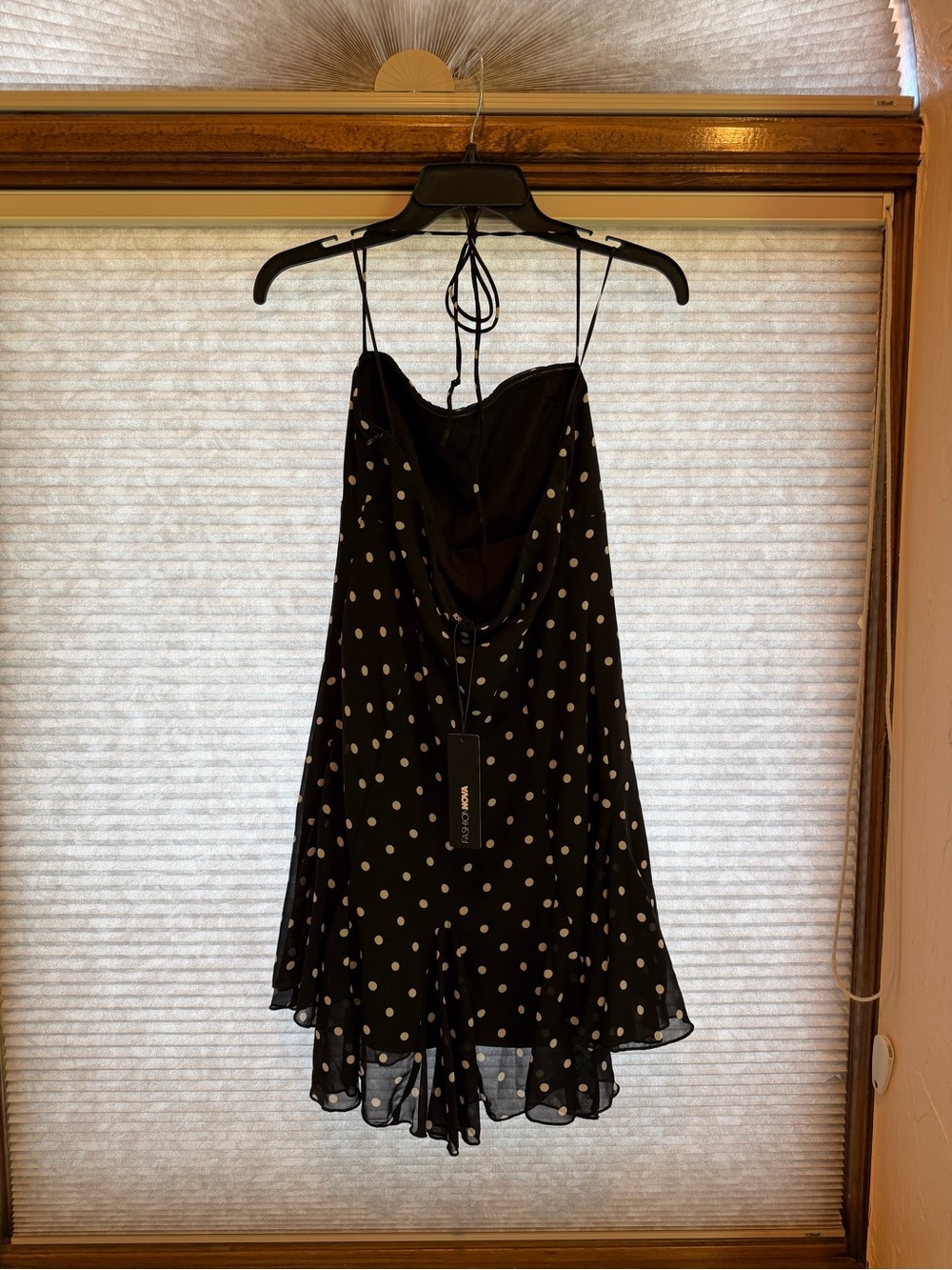 Fashion Nova Black Polka Dot Mini Dress with Spaghetti Straps